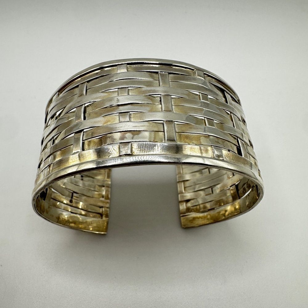 Solid sterling‎ silver woven cuff bracelet!